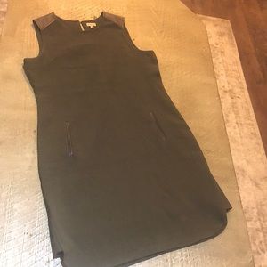 Olive Dress w/ brown leather accents.